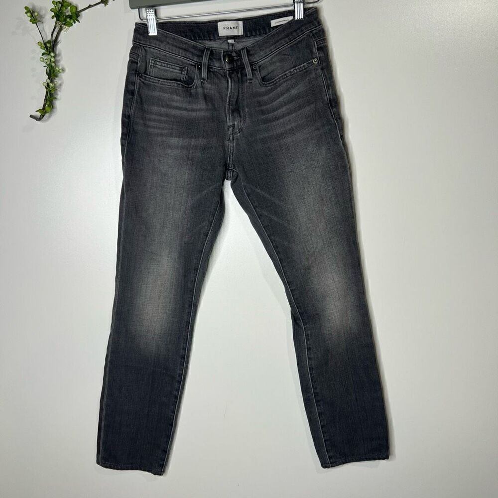 Frame Denim L’ Homme Skinny Jeans Faded Black Gray Denim